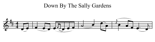 Down By The Sally Gardens - staff notation
