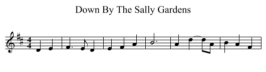 Down By The Sally Gardens - staff notation