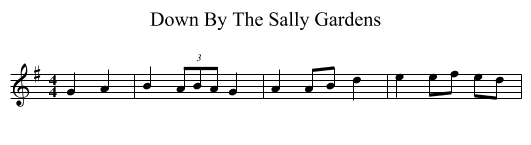 Down By The Sally Gardens - staff notation