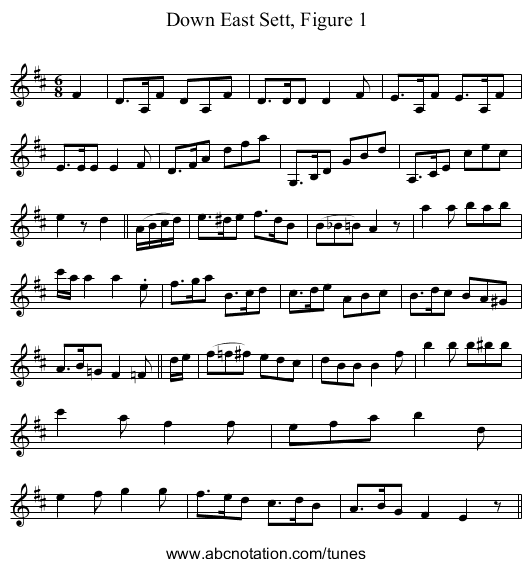 Down East Sett, Figure 1 - staff notation