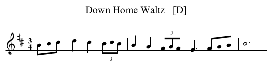 Down Home Waltz   [D] - staff notation