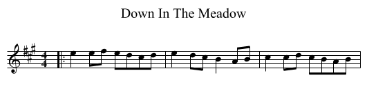 Down In The Meadow - staff notation
