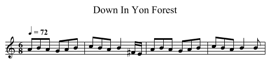 Down In Yon Forest - staff notation