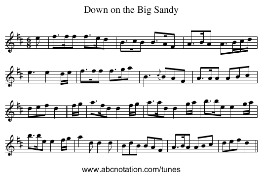 Down on the Big Sandy - staff notation