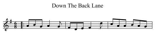 Down The Back Lane - staff notation