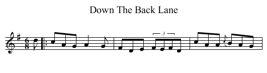 Down The Back Lane - staff notation