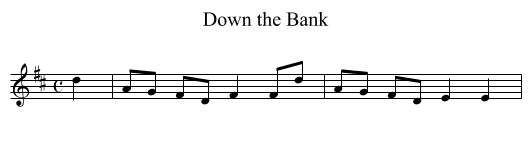 Down the Bank - staff notation