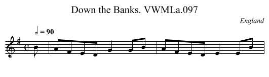 Down the Banks. VWMLa.097 - staff notation
