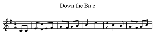 Down the Brae - staff notation