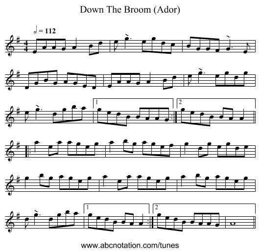 Down The Broom (Ador) - staff notation