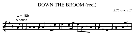 DOWN THE BROOM (reel) - staff notation