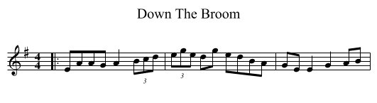 Down The Broom - staff notation