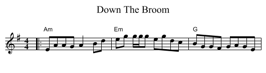 Down The Broom - staff notation