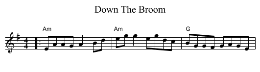 Down The Broom - staff notation