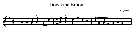 Down the Broom - staff notation