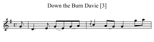 Down the Burn Davie [3] - staff notation