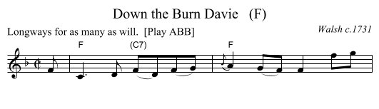 Down the Burn Davie   (F) - staff notation