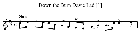 Down the Burn Davie Lad [1] - staff notation