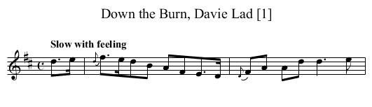 Down the Burn, Davie Lad [1] - staff notation
