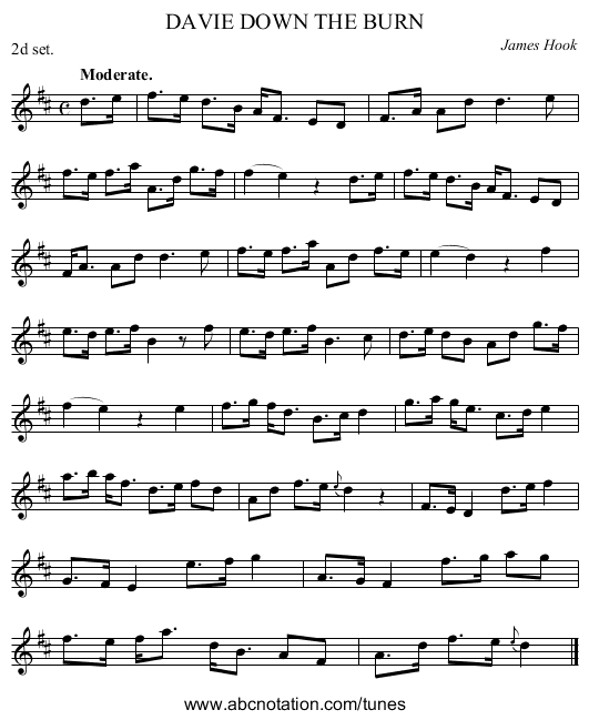 DOWN THE BURN, DAVIE - staff notation