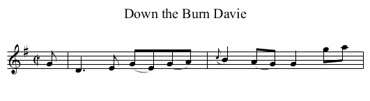 Down the Burn Davie - staff notation