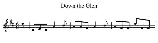 Down the Glen - staff notation