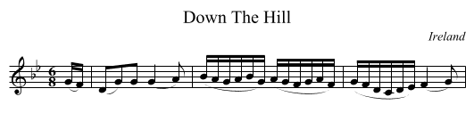 Down The Hill - staff notation