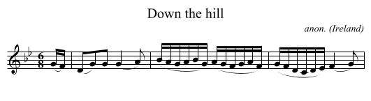 Down the hill - staff notation