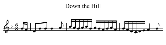 Down the Hill - staff notation