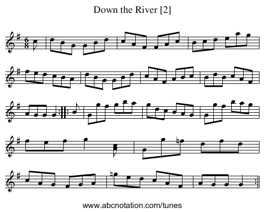 Down the River [2] - staff notation
