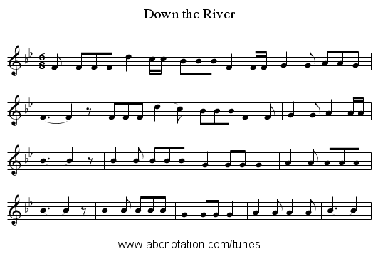 Down the River - staff notation