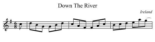 Down The River - staff notation