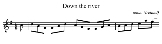 Down the river - staff notation