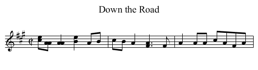 Down the Road - staff notation