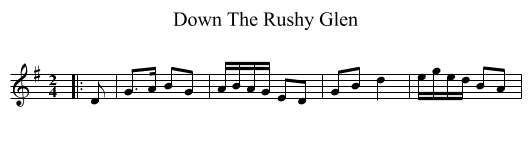 Down The Rushy Glen - staff notation