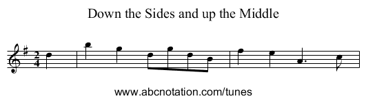 Down the Sides and up the Middle - staff notation