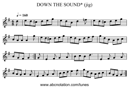 DOWN THE SOUND* (jig) - staff notation