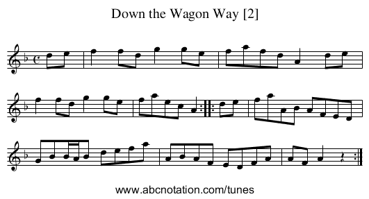 Down the Wagon Way [2] - staff notation