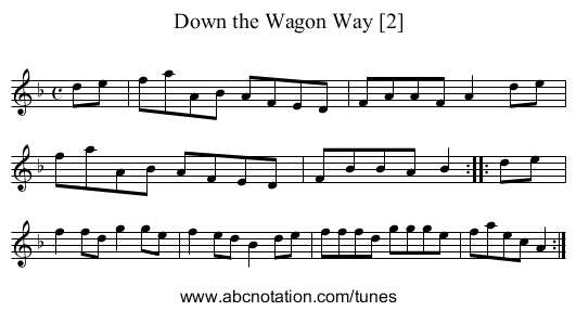 Down the Wagon Way [2] - staff notation