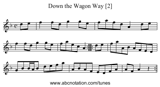 Down the Wagon Way [2] - staff notation