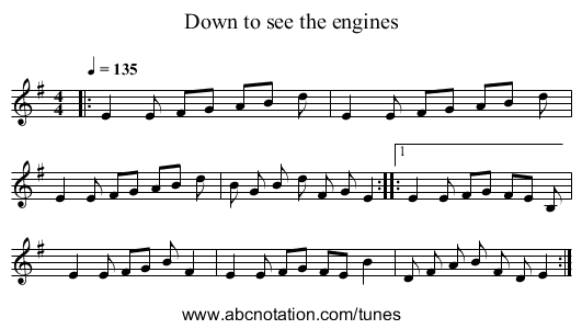 Down to see the engines - staff notation