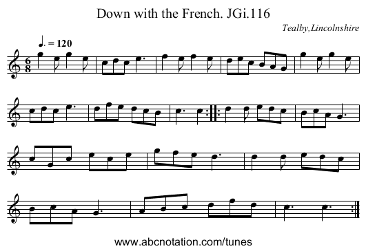 Down with the French. JGi.116 - staff notation