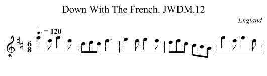 Down With The French. JWDM.12 - staff notation