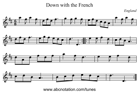 Down with the French - staff notation