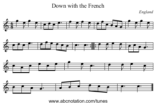 Down with the French - staff notation