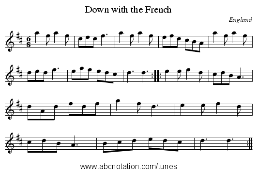 Down with the French - staff notation