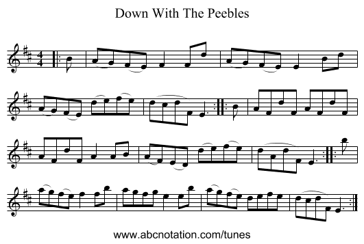 Down With The Peebles - staff notation