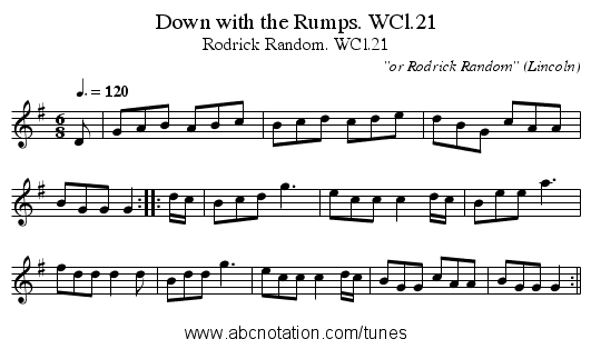 Down with the Rumps. WCl.21 - staff notation