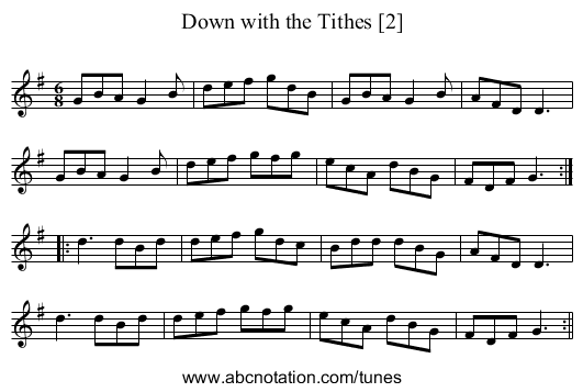 Down with the Tithes [2] - staff notation