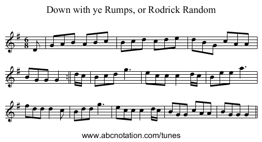 Down with ye Rumps, or Rodrick Random - staff notation